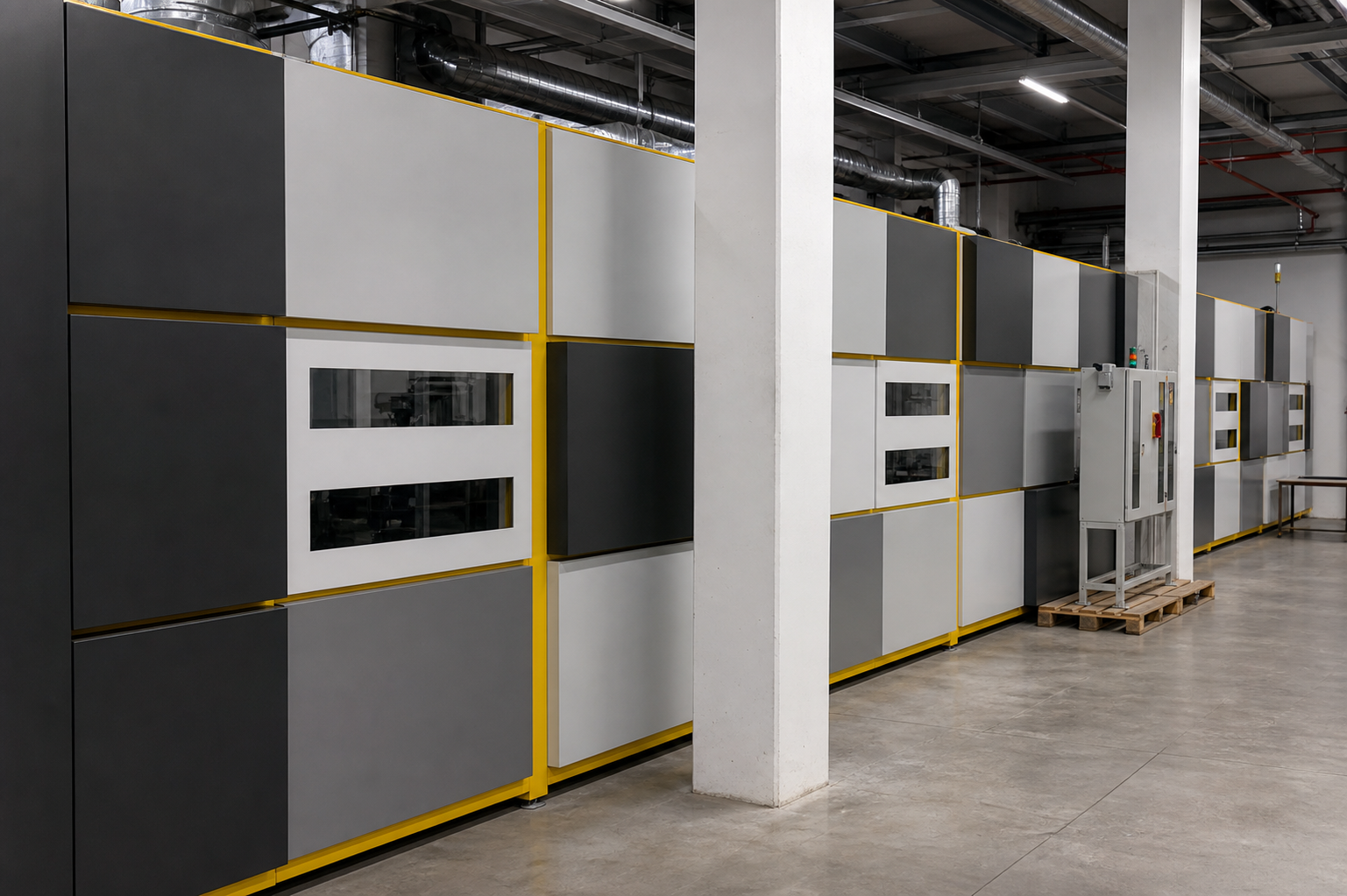 Abwicklung eines Glas-Laminator-Systems